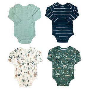 Green Dino - Member's Mark Baby Boys  Organic Cotton Bodysuits, 4 Pack, Long Sle